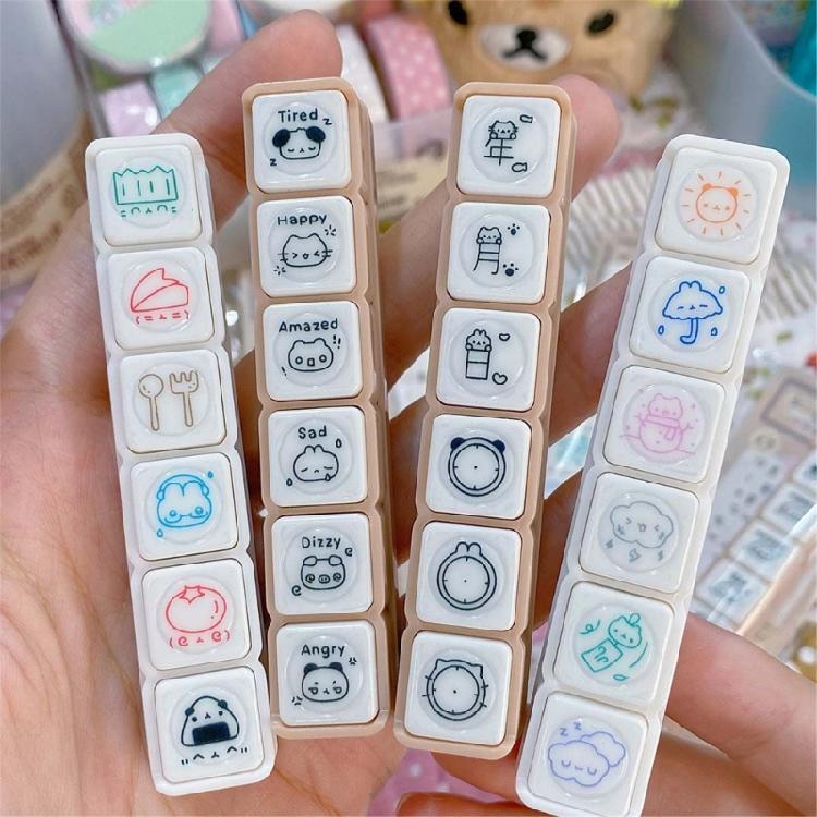 Six Tampons à Motifs Adorables pour les Amateurs de Journal Créatif et les Passionnés de Papeterie Tampons Décoratifs Scrapbooking