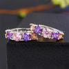 Unique Purple Cubic Zircon Hoop Earrings For Women Luxury Charming Wedding Party Accessories  Color Fashion Jewelry