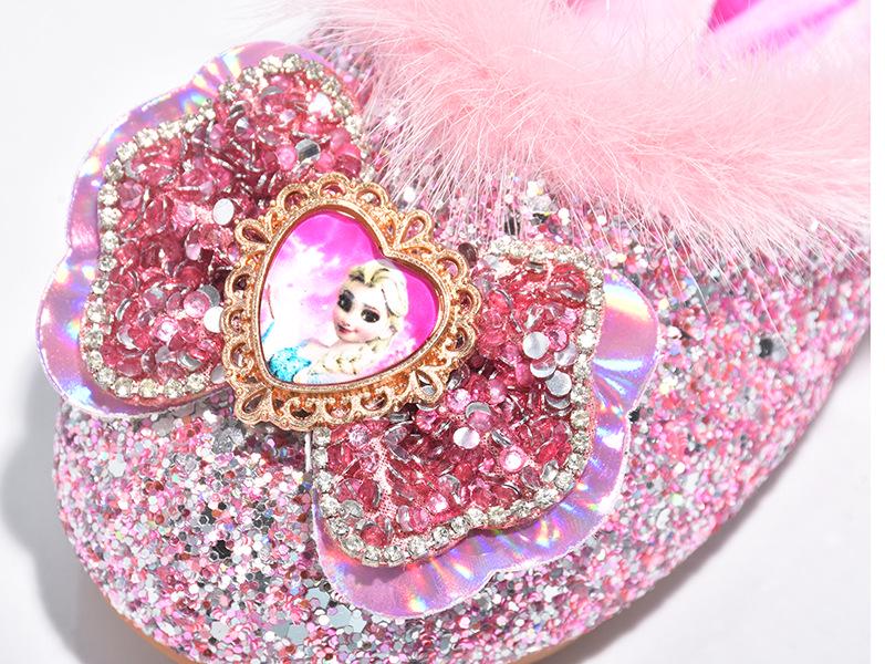 Pluszowe kapcie księżniczki Elsy dla dziewczynek - Urocze bawełniane kapcie z postaciami z kreskówek na jesień/zimę