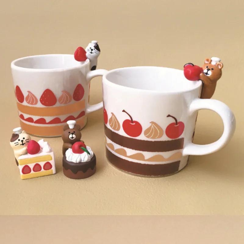 Cartoon Chocolate Bakery Series Resin Miniatures Home Accessories Kawaii Cupid Cat Figurines Japan Style for Valentine Gifts