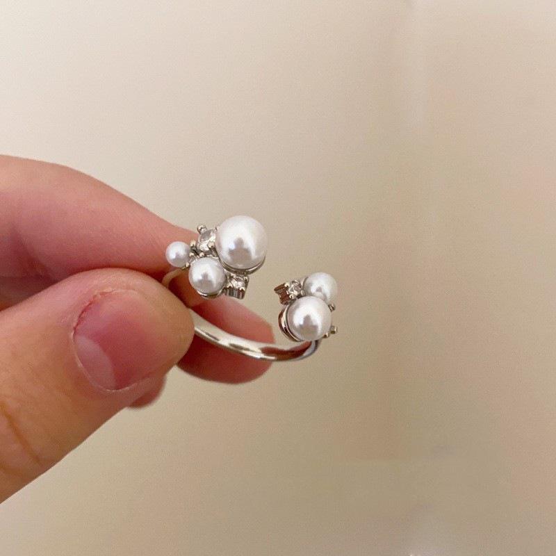 Zircon Pearl Women s Adjustable Ring - Trendy, Light Luxury Style Open Adjustable