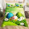 Juego de Ropa de Cama Suave con Huevos de Pascua Estampado 3D Dibujos Animados de Conejo Huevos Funda Nórdica Funda de Almohada de Poliéster Saludos y Regalos Para el Día de Pascua