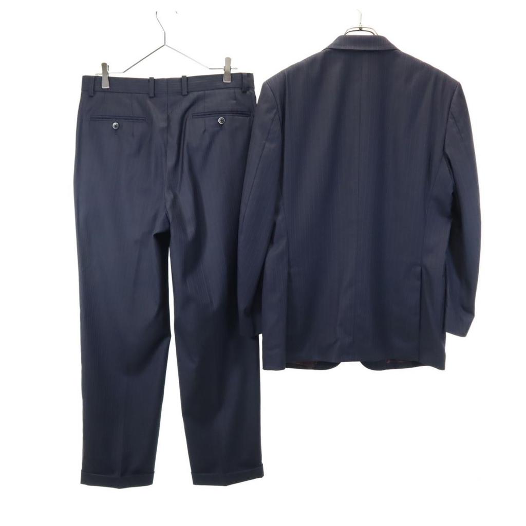 VISARUNO Made In Japan Wool Stripe Suit Setup Navy Men's Used