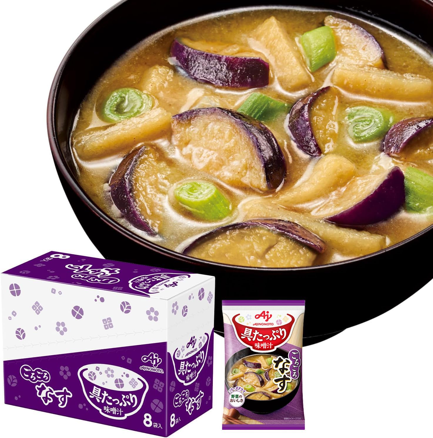 Miso soup plenty ingredients Ajinomoto eggplant 8 servings per box freeze-dried instant abundant vegetables instant.