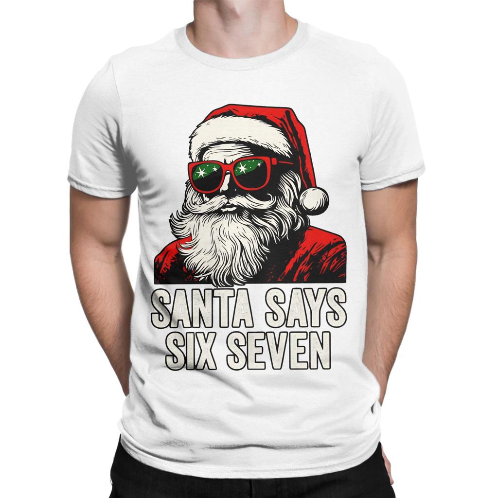 Julen Tomten Säger Sex Sju 67 T-Shirt Strand Bomulls T-Shirts För Män Mode Tryck T-Shirt Kortärmad Vintage Kläder
