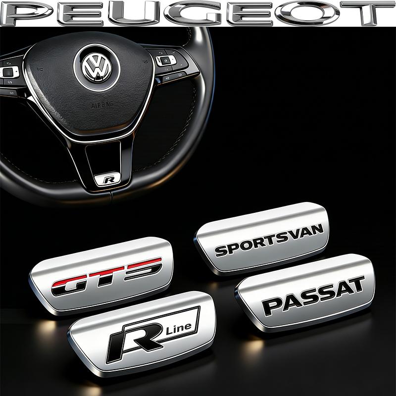 Car Steering Wheel Accessories Metal Stickers For VW GTI R Line Polo Golf Passat Scirocco Tiguan Jetta T-ROC Touareg GTS/Hub Cap mkvg18