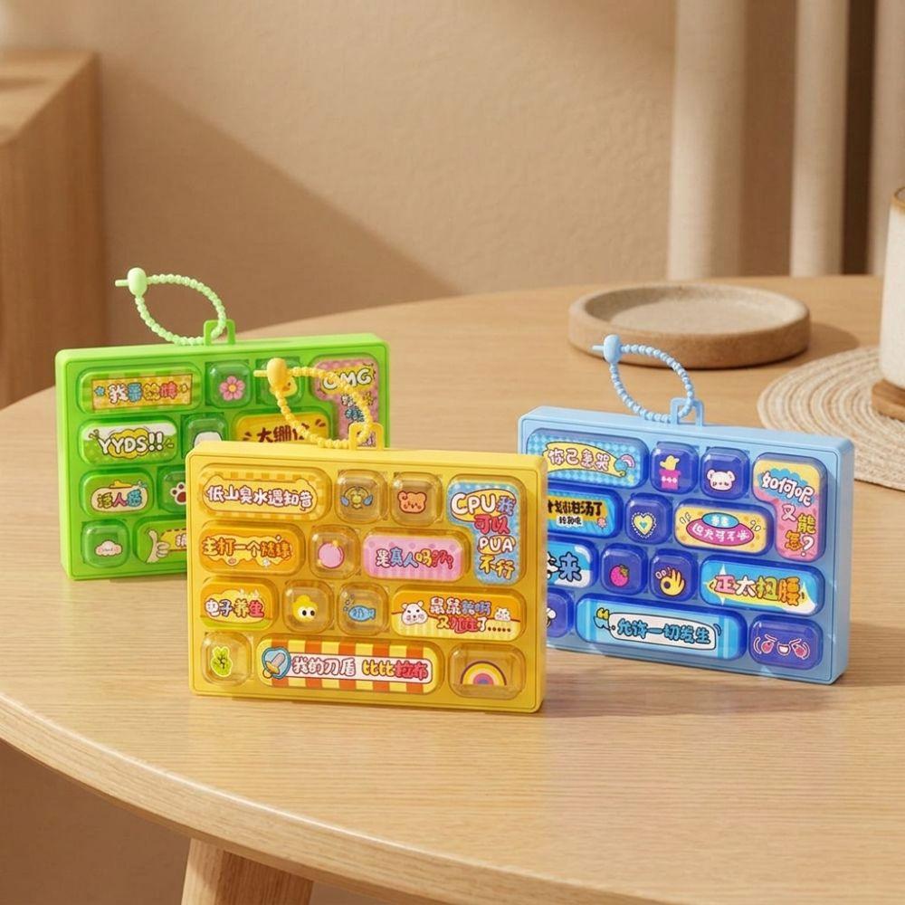 Cartoon Mechanical Keyboard Fidget Toy Plastic Fingertip Button Keyring Birthday Gift