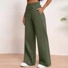 Women's Solid Color High Waisted Pants, Loose Fit Sweatpants, Straight Leg Pants