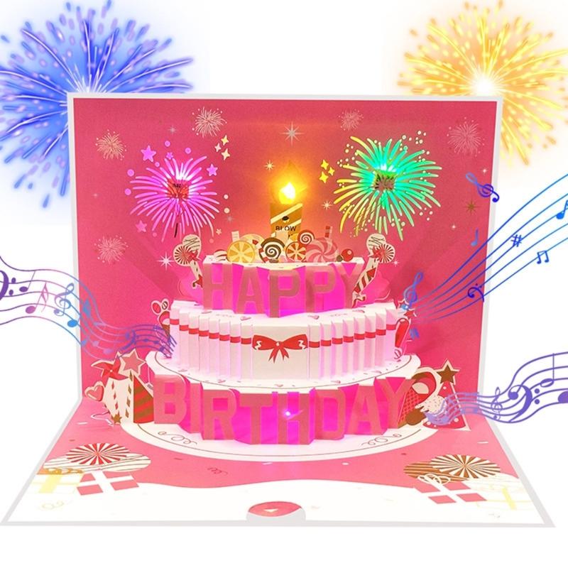 Musical 3D Birthday Greeting Card with Music and Lights Artistic Birthday Card Celebration Card Perfect for Parties