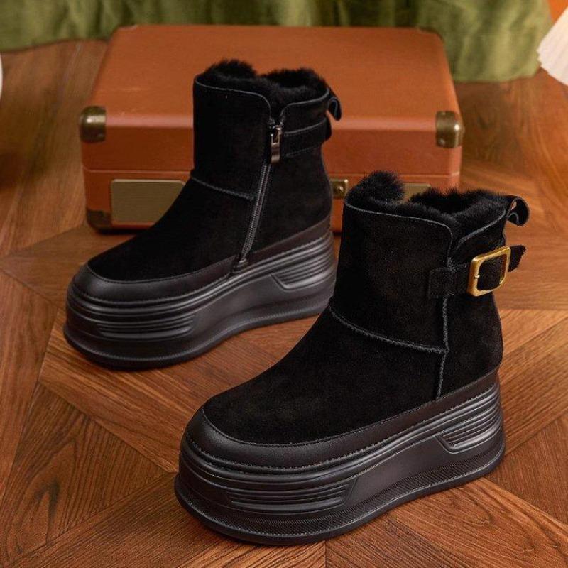 

Трансграничные зимние женские ботинки на скрытой платформе, новые зимние маленькие короткие ботинки на толстой подошве, теплые и с бархатной подкладкой, женские ботинки для внешней торговли 39