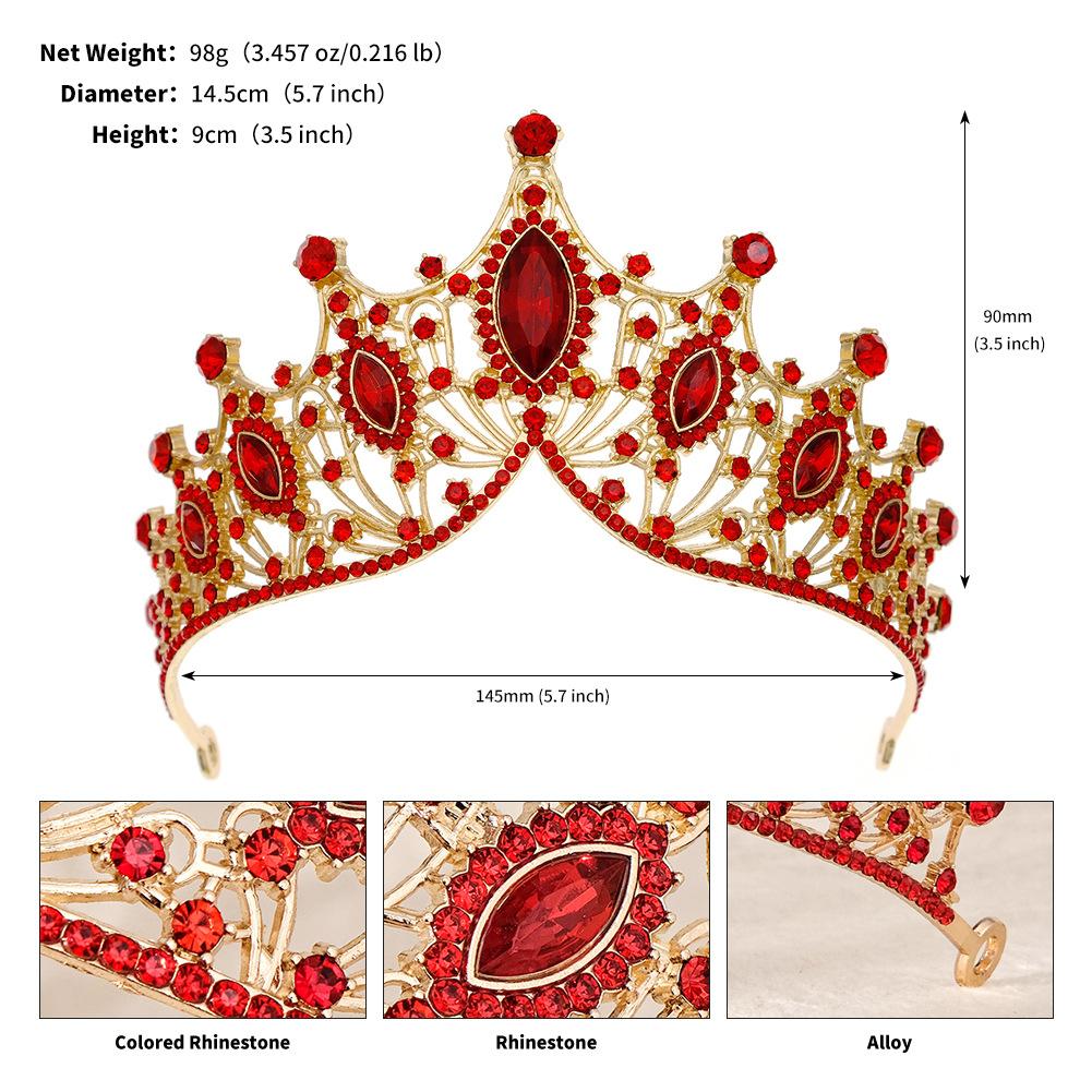 

Европейские и американские свадебные головные уборы Барокко Ретро Большая корона Выпускной вечер Аксессуары для волос Новая роскошная стразовая свадебная корона