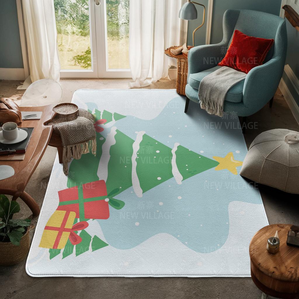 House Entrance Carpet Home Door Mat Living Room Bath Foot Bathroom Non-slip Water Absorption Rugs Bath Merry Christmas Winter