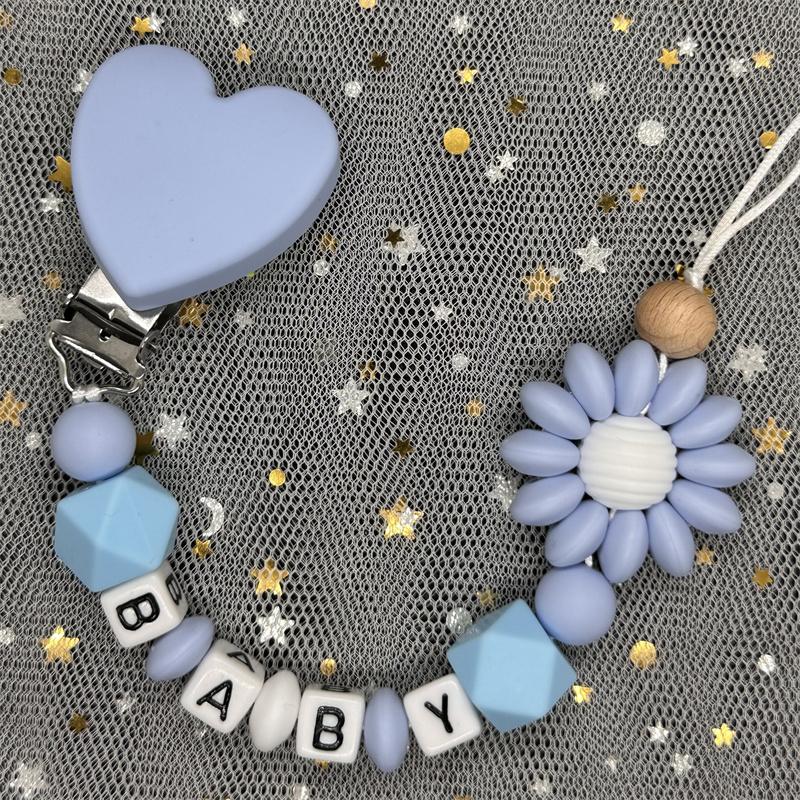 Custom Personalized Name Pacifier Clips BPA Free Silicone Silicone Baby Pacifier Clips Colorful Pacifier Chain Holder Teething