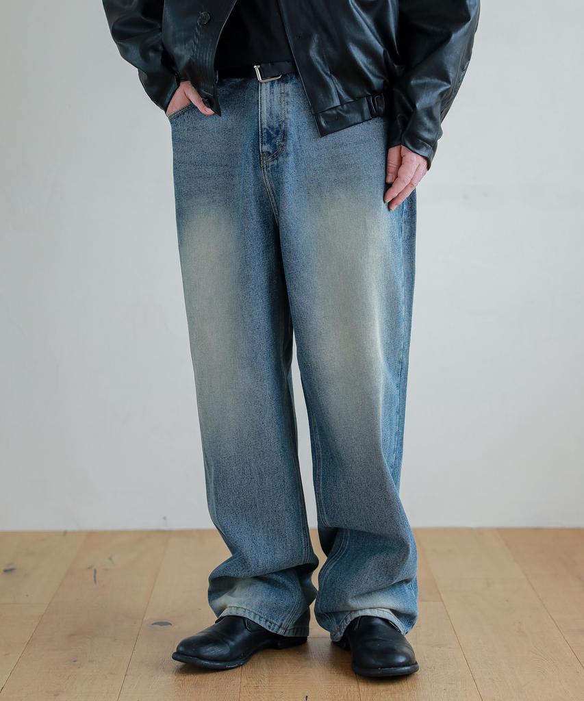 ESN Brush Wide Denim Pants V28_Washed Blue
