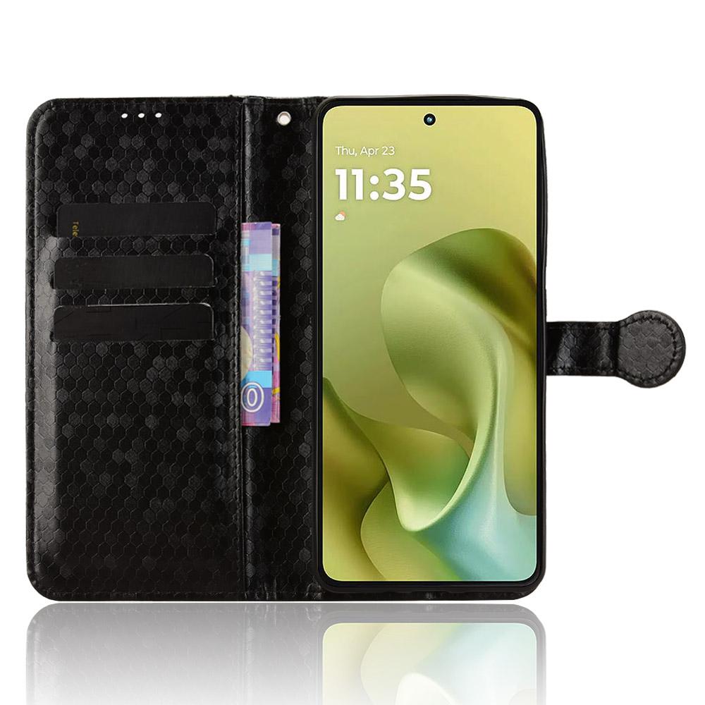 For Motorola Moto G86 Power 5G Wallet Case Dot Pattern Imprint PU Leather Phone Cover with Wrist Strap