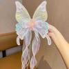New Big Butterfly Bow Clip Ribbons Metal Spring Buckle Hair Clip Long Tail Princess Style Woven Hair Strap Girl