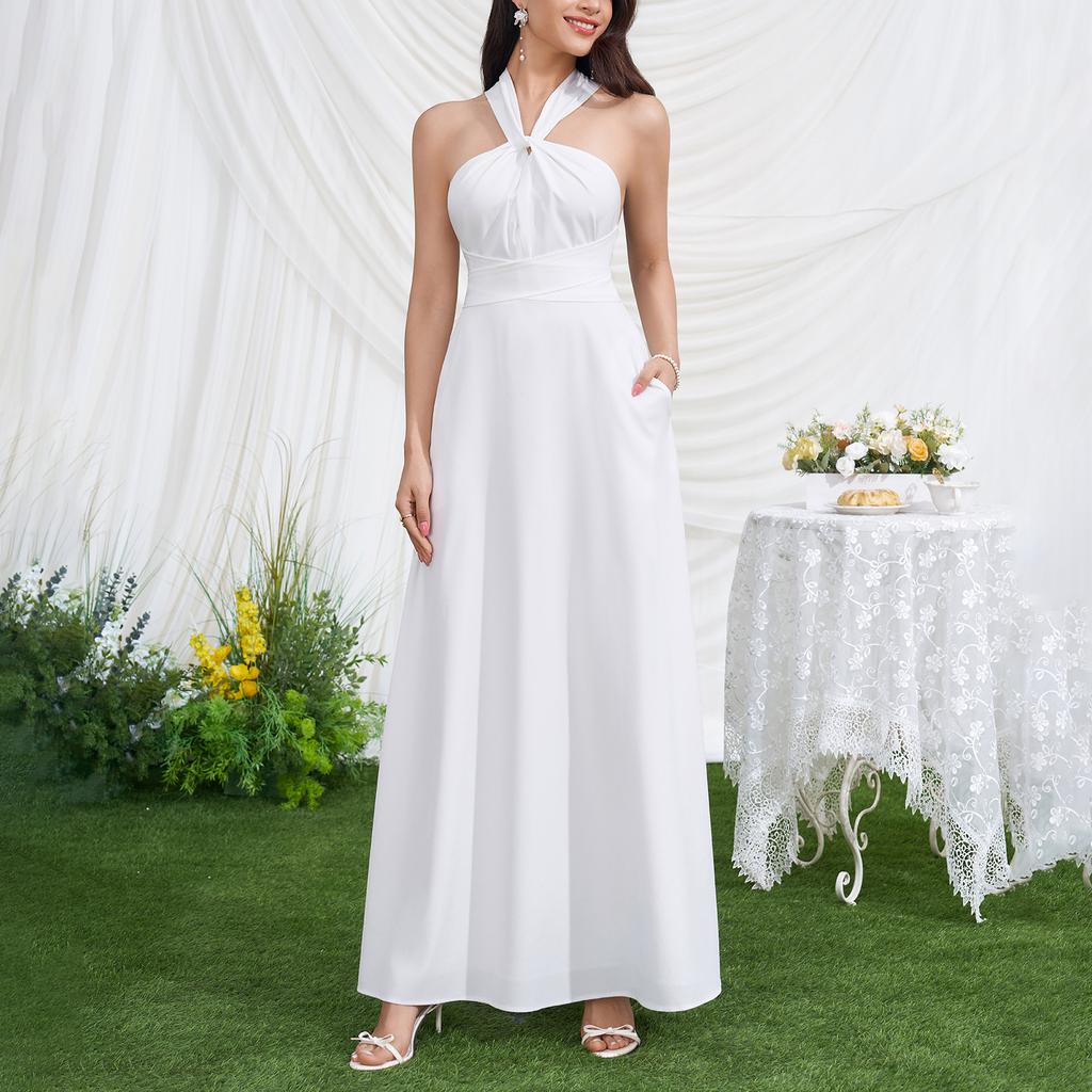 Summer Vacation Style Cross-strap Dress, Sexy Temperament Socialite Personality V-neck Backless Waist Dress