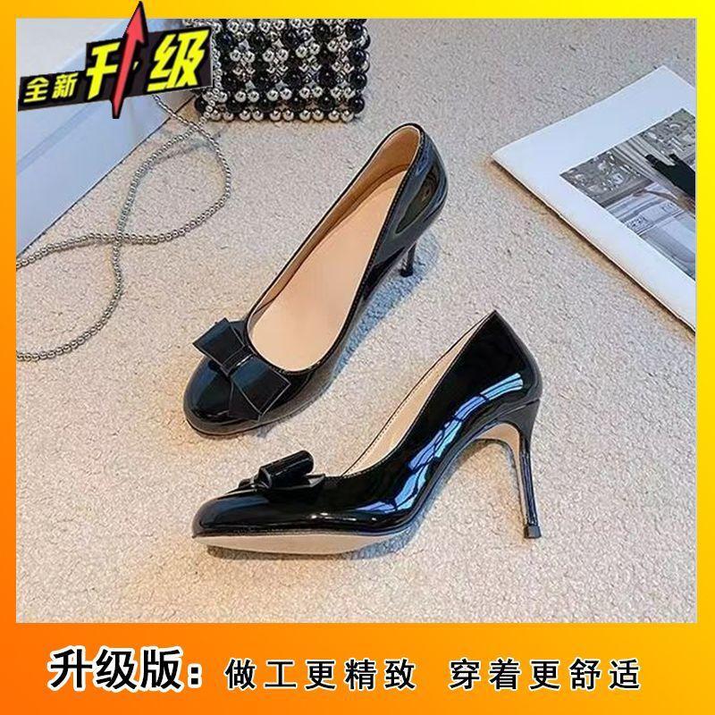 

Spring and summer French style skirt, light mouth stiletto single shoes, niche temperament bow women s high heels 40