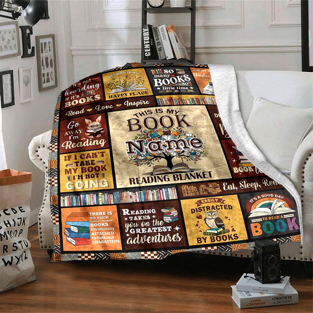 Reading Is My Happy Place Home Customize Your Name Blankets Comfortable Soft And Light Fourseason Multipurpose Blanket Suitable For Picnics Sofas