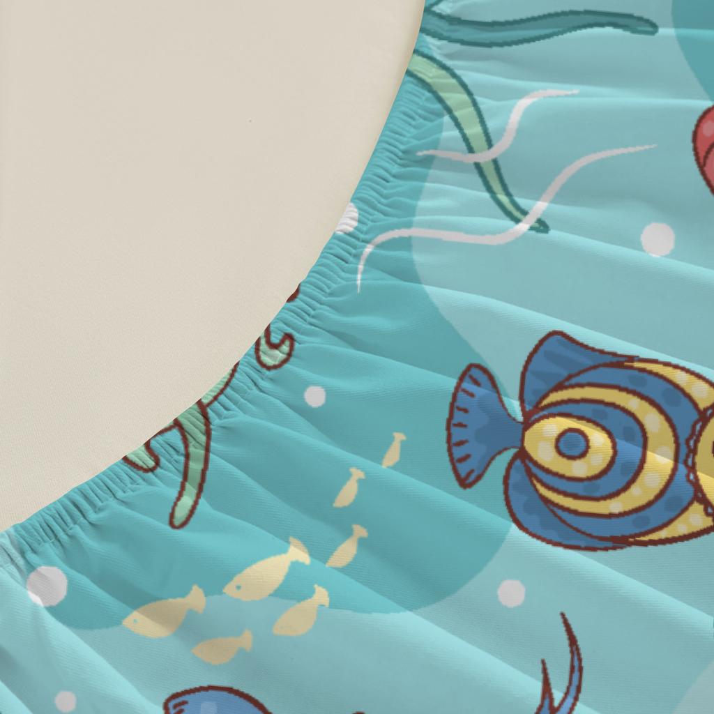 Zestaw 3 szt. prześcieradeł z gumką Zestaw prześcieradeł z motywem wieloryba, ryby, koralowców, wodorostów, meduzy z poszewkami na poduszki do dekoracji sypialni