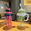Straw Cup New Ice Cream Cup Teapot Large Capacity Water Cup Female High Looks Student Gradient Cup Plastic Cup