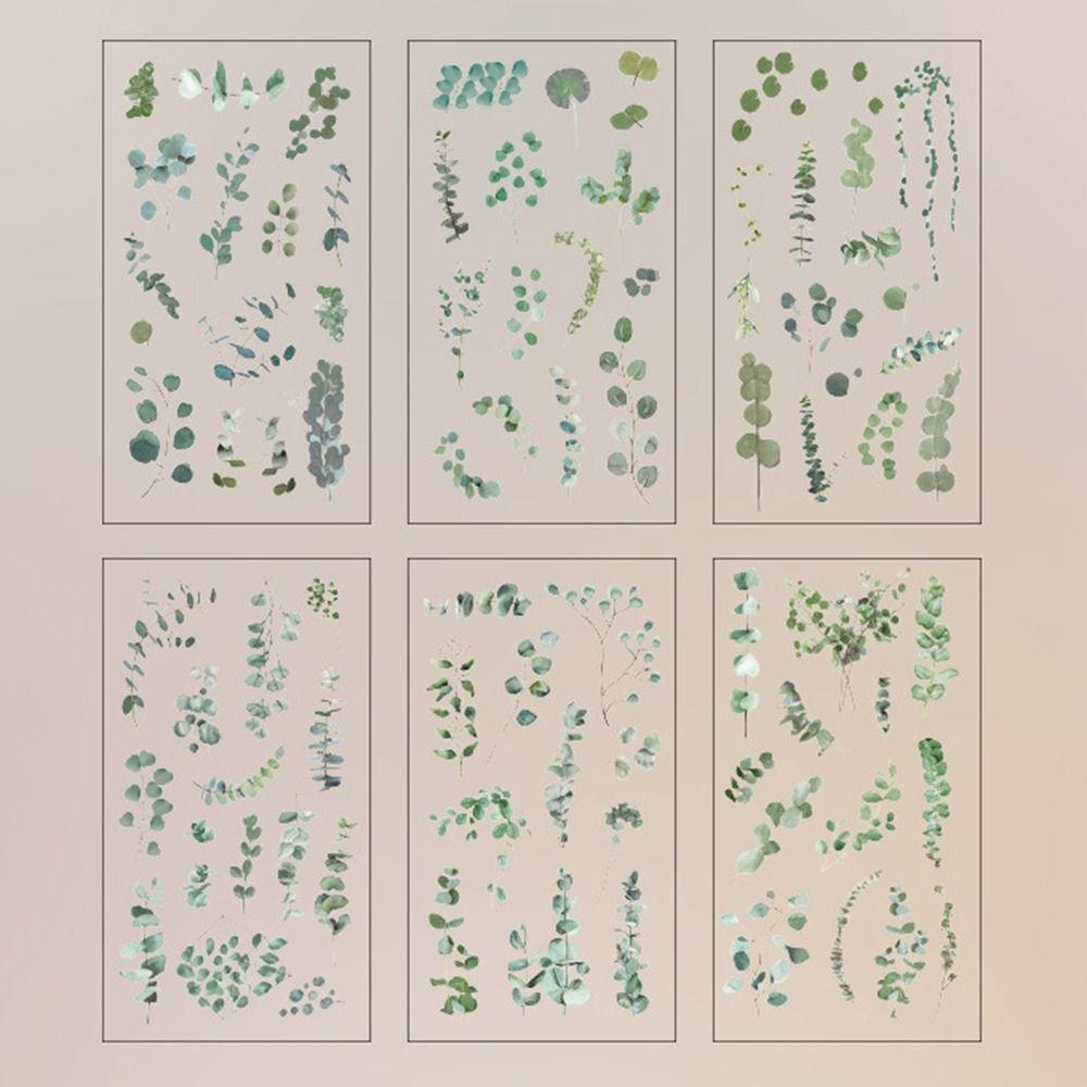6 pcs/pack Adhesive PVC Plant Flower Sticker Nature Transparent Flower Stickers  Album