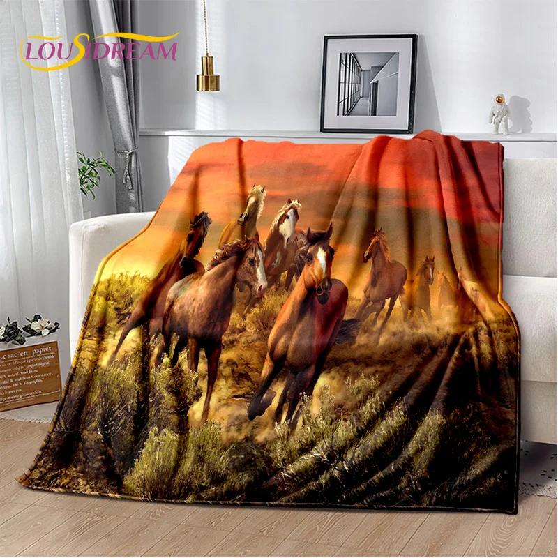 Horse Animal Pentium Gallant Steed Blanket,Soft Throw Blanket for Home Bedroom Bed Sofa Picnic Travel Office Cover Blanket Kids