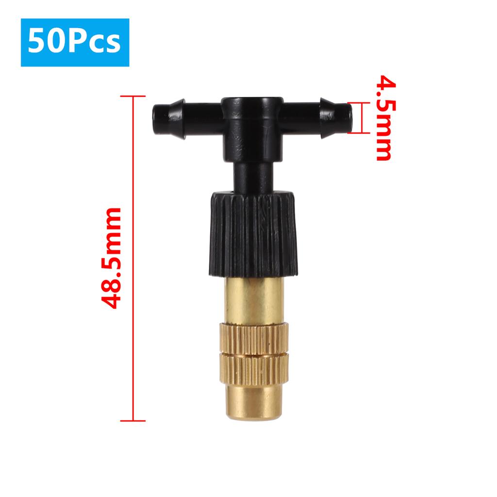 5/50Pcs 6mm Brass Mist Nozzle Kits 4/7mm 8/11mm Hose Garden Lawn Micro Irrigation Atomaiztion Cooling Dust Removal Sprayer Heads