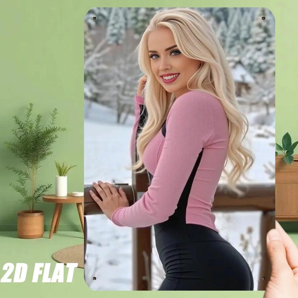 Vintage Metal Wall Sign 8x12 Inch Retro Snow Scene Decor for Cafe Bar Home