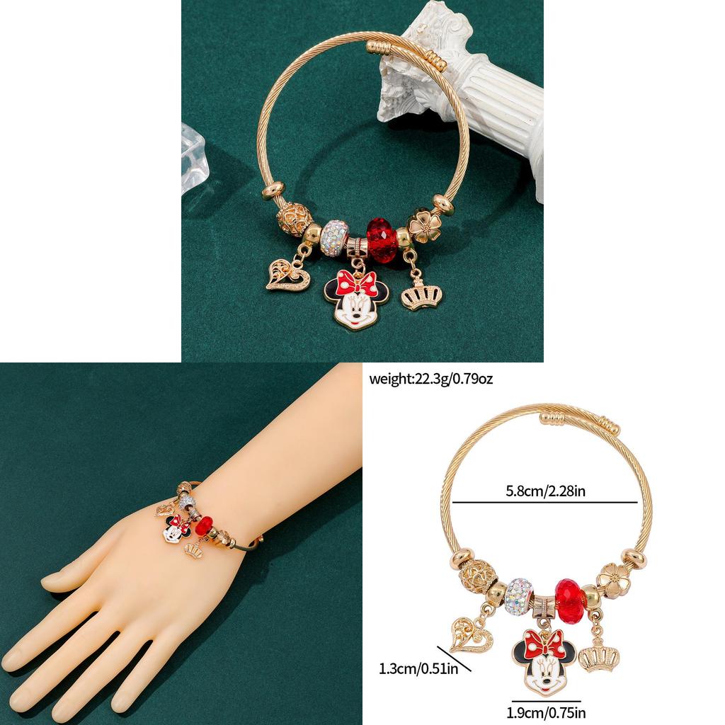 Minnie Mouse Cartoon Adjustable Beaded Bracelet For Gift Travel Souvenir