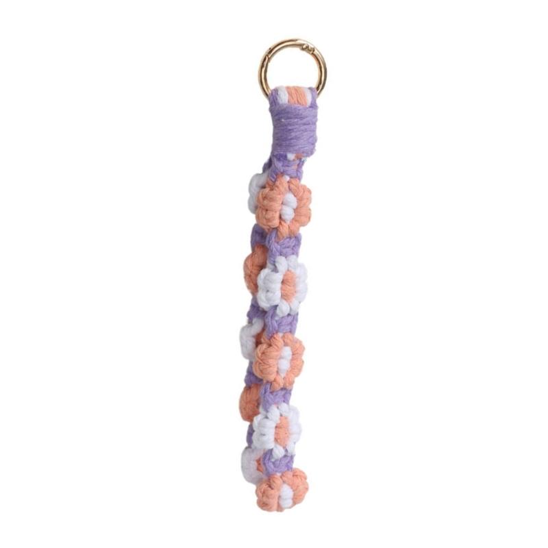 Handmade Crochet Daisy Keychain handwoven Cotton Rope Handwoven Bag Keys Accessory for Women Girls Gift