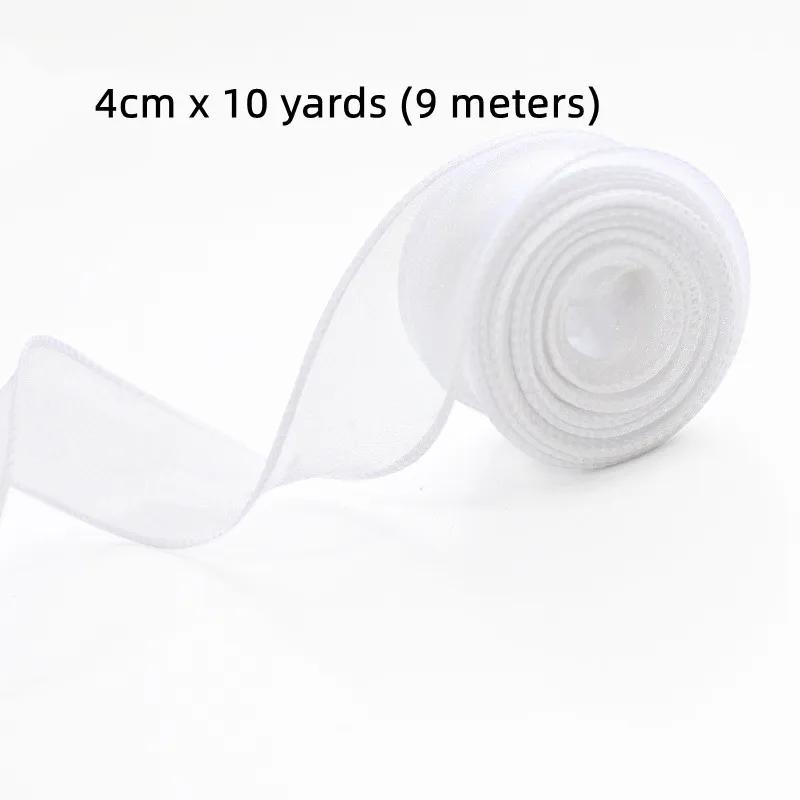 10 Yards/Roll Chiffon Organza Silk Ribbon Satin For DIY Craft Gift Wrapping Decoration Wedding Bouquets Wreath Sewing Supplies