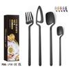 Instagram Retro Creative Matte 304 Stainless Steel Cutlery Set with 24 Pieces  Household Hanging Cup Knife Fork Spoon