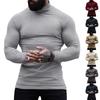 Novo suéter de cashmere de gola alta de cor sólida, suéter slim fit com base, suéter interno quente masculino