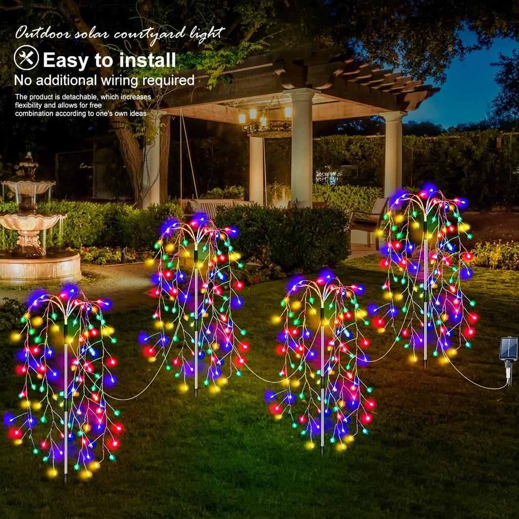 420/680LED Solar firecracker lights led copper wire fireworks lights string Christmas holiday ambient lights garden lawn lights