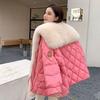 Winter Women Parka Coat Super Large Faux Fox Fur Nautical Collar Down Cotton New Arrival