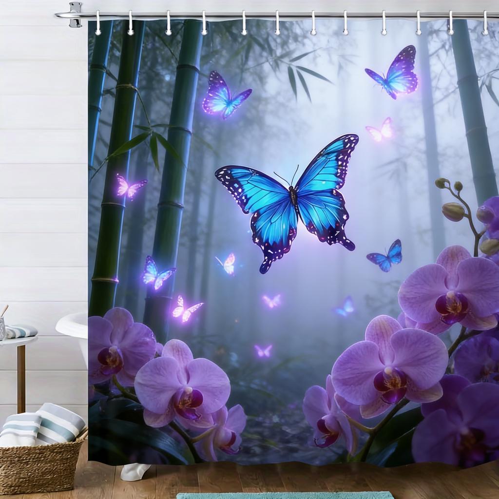 3D Glowing Tropical Fish Coral Reef Underwater Shower Curtain - Waterproof Polyester Bathroom Decor