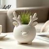 Christmas Table Decoration 3D Printed Reindeer Succulents Planter Pot for Indoor Plants Decorative Desktop Flower Organizer Ornament Minimalist Pen