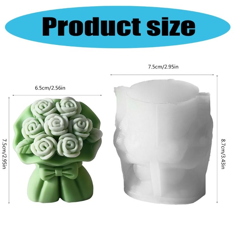 3D Rosenstrauß Kerzenform Silikonform zum Basteln von Aromatherapiekerzen Valentinstagsgeschenk Bastelbedarf