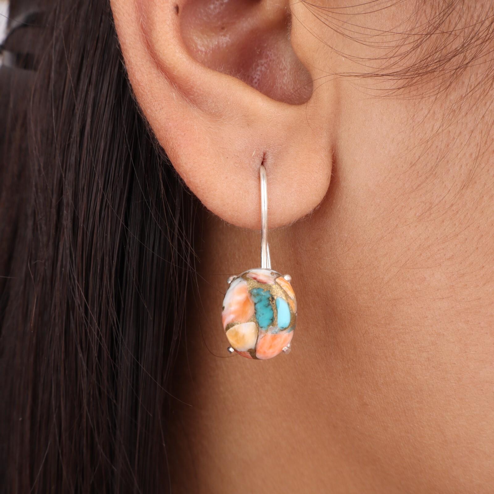 

Spiny Oyster Gemstone 925 Sterling Silver Jewelry Handmade Earrings1.05 For Her EE-173-41