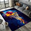 Basketball Dunk Velvet Rug, Ultra Soft Crystal, Vibrant Orange Blue, Non Slip Carpet, Game Room Decor