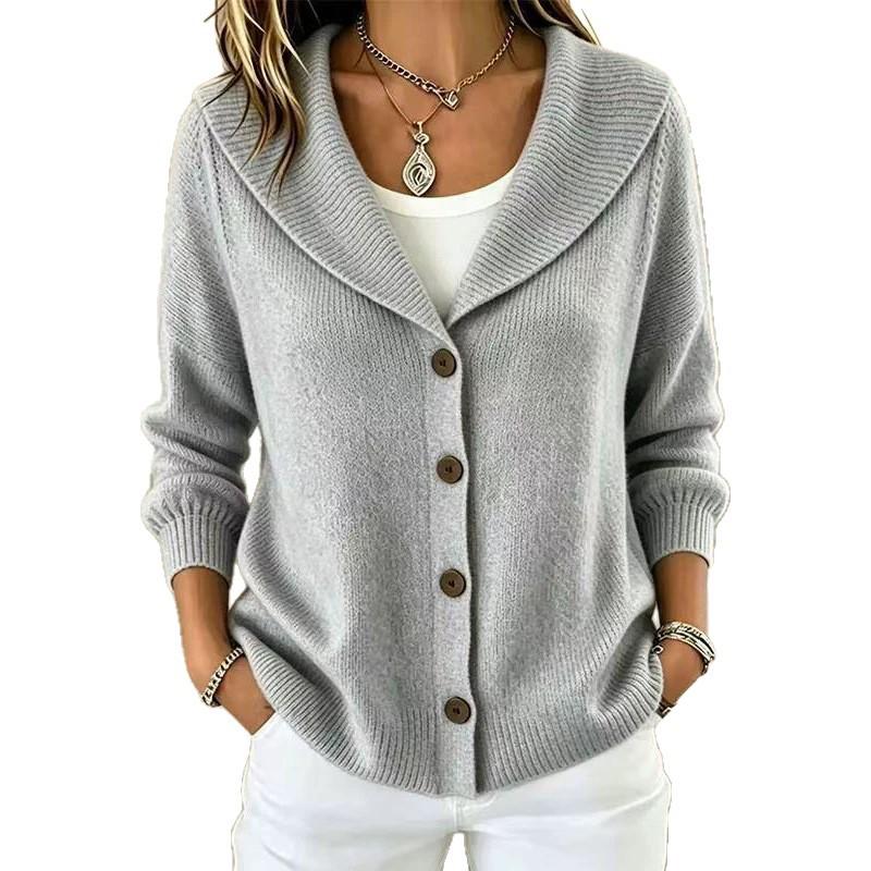 2026 European & American Women's Autumn/Winter Nine-Sleeve Lapel Button Solid Color Fashion