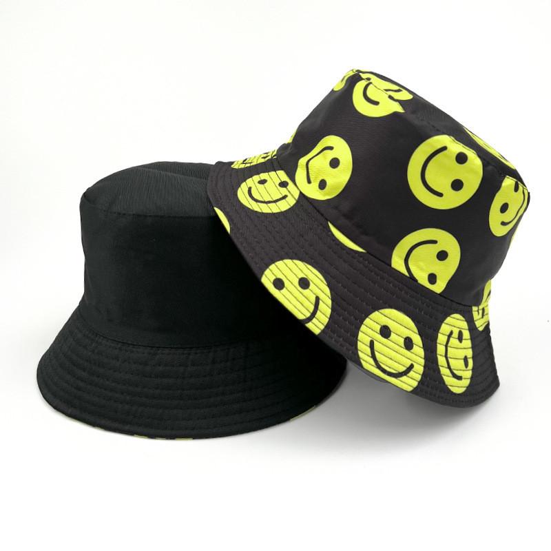 Fishing Smiley Face Bucket Hat Cotton Waterproof Sun Protection For Summer Outdoor Activities