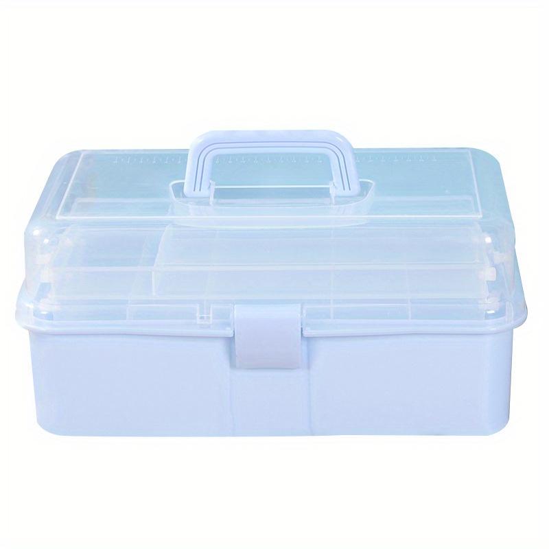 Large Capacity Transparent Plastic Folding Tool Storage Box - Portable with Handle Storage, Suitable for Home and Garage Tools