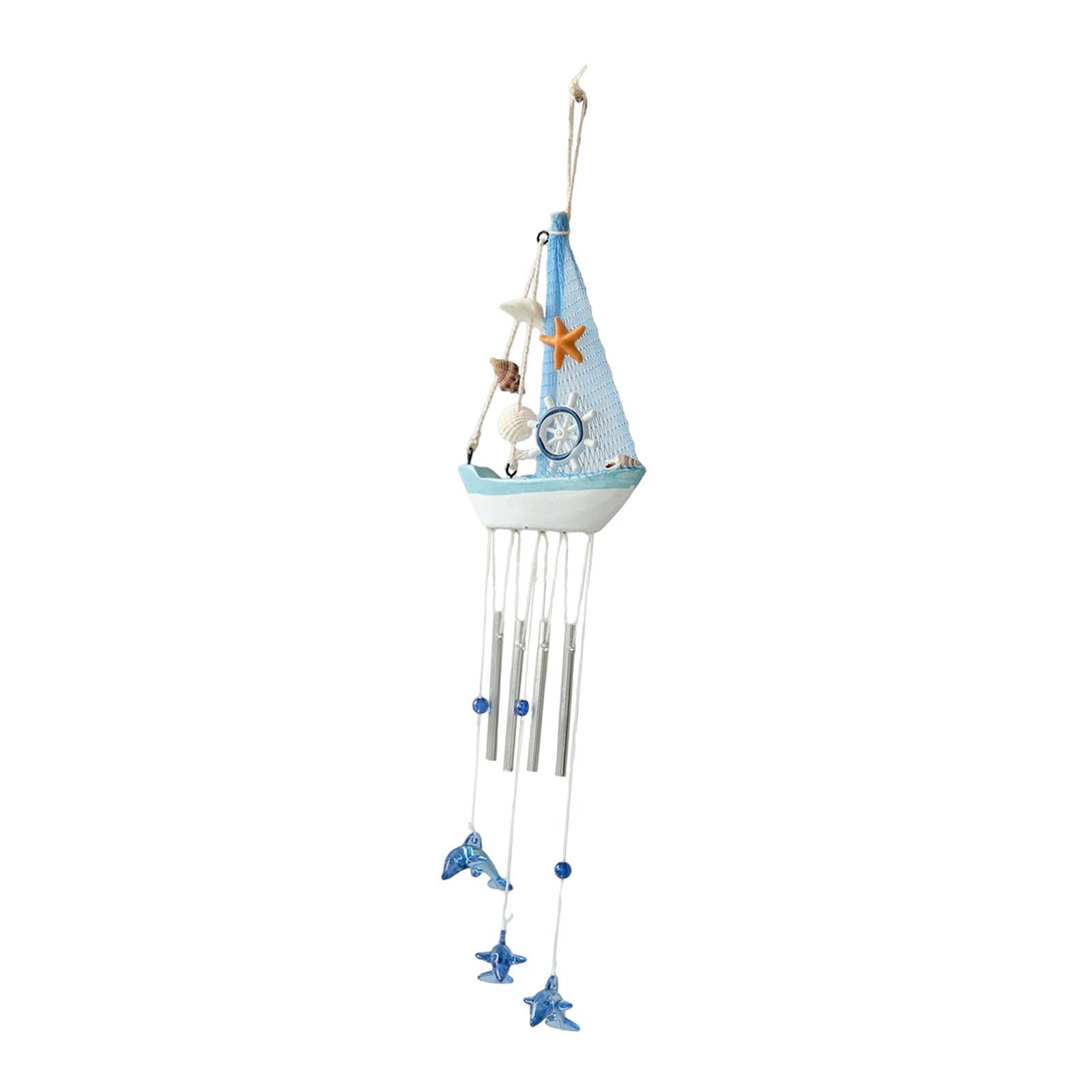 Wind Chimes Outdoor Nautical Sailboat Hanging Ornament for Coastal Themed Patio Balcony Decoration