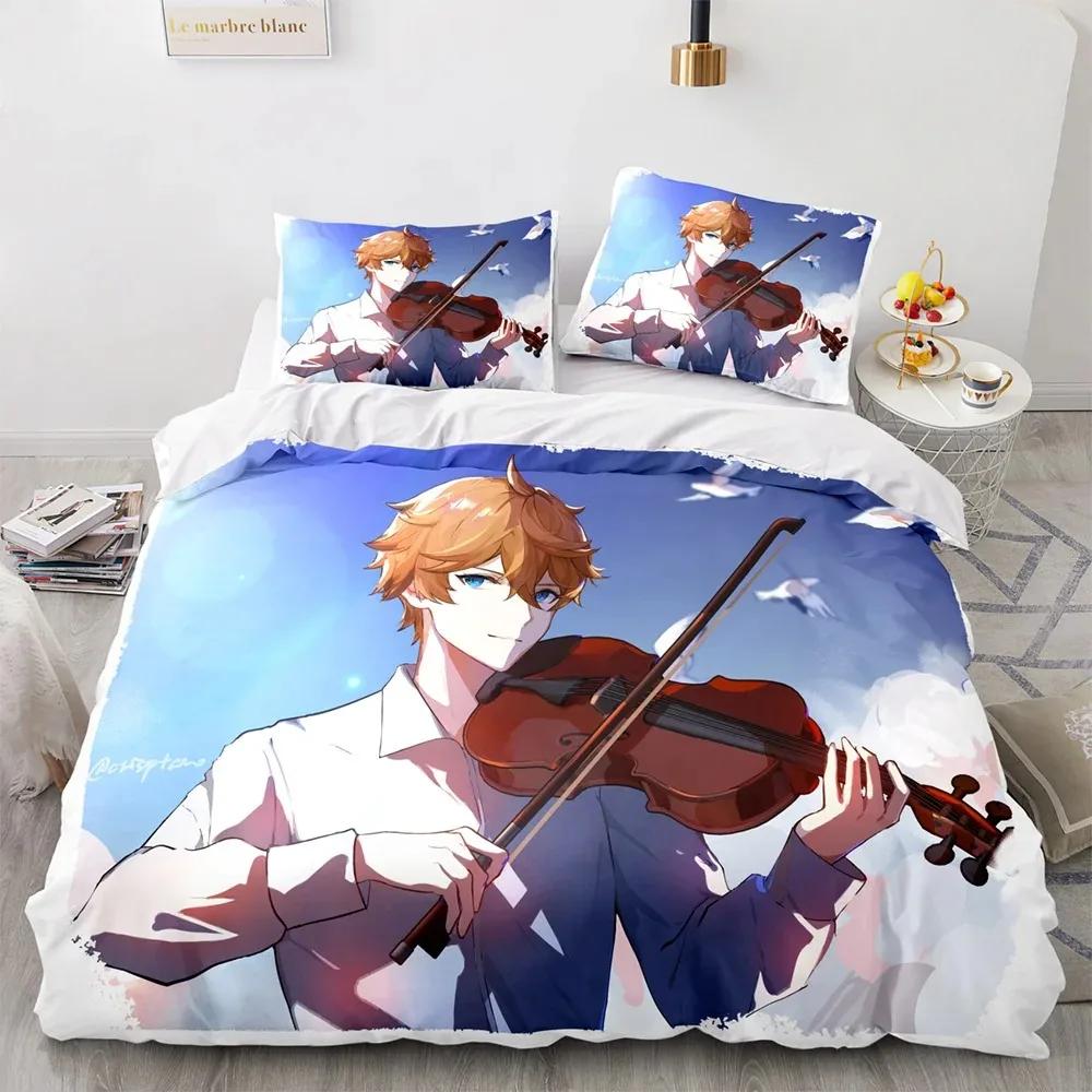 Genshin Impact Bedding Set Game 3d Print Bed Linen Quilt Soft Duvet Cover Sets Home Textile Queen King Size Girl Kids Room Decor