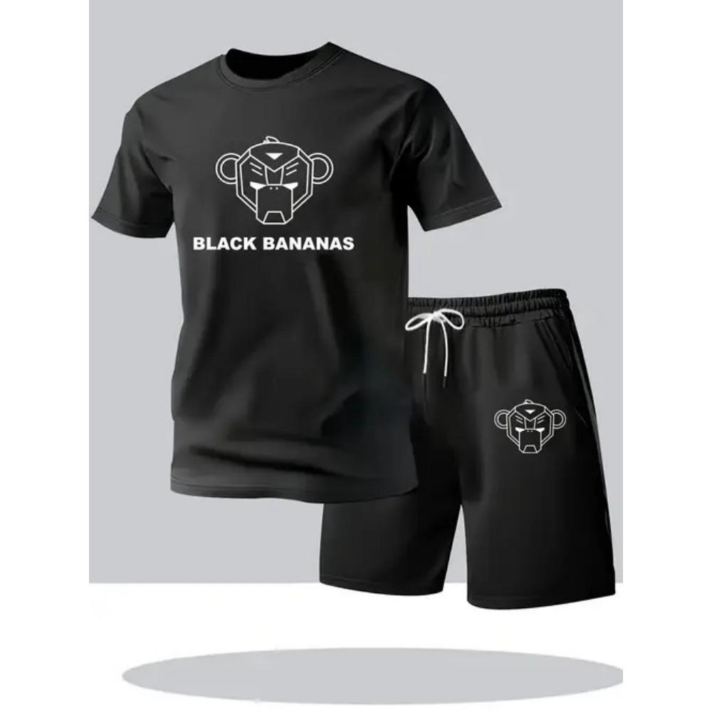 

Men S Casual Short Sleeve and Shorts Set Simple and Fashionable Breathable Polyes Alphabet S