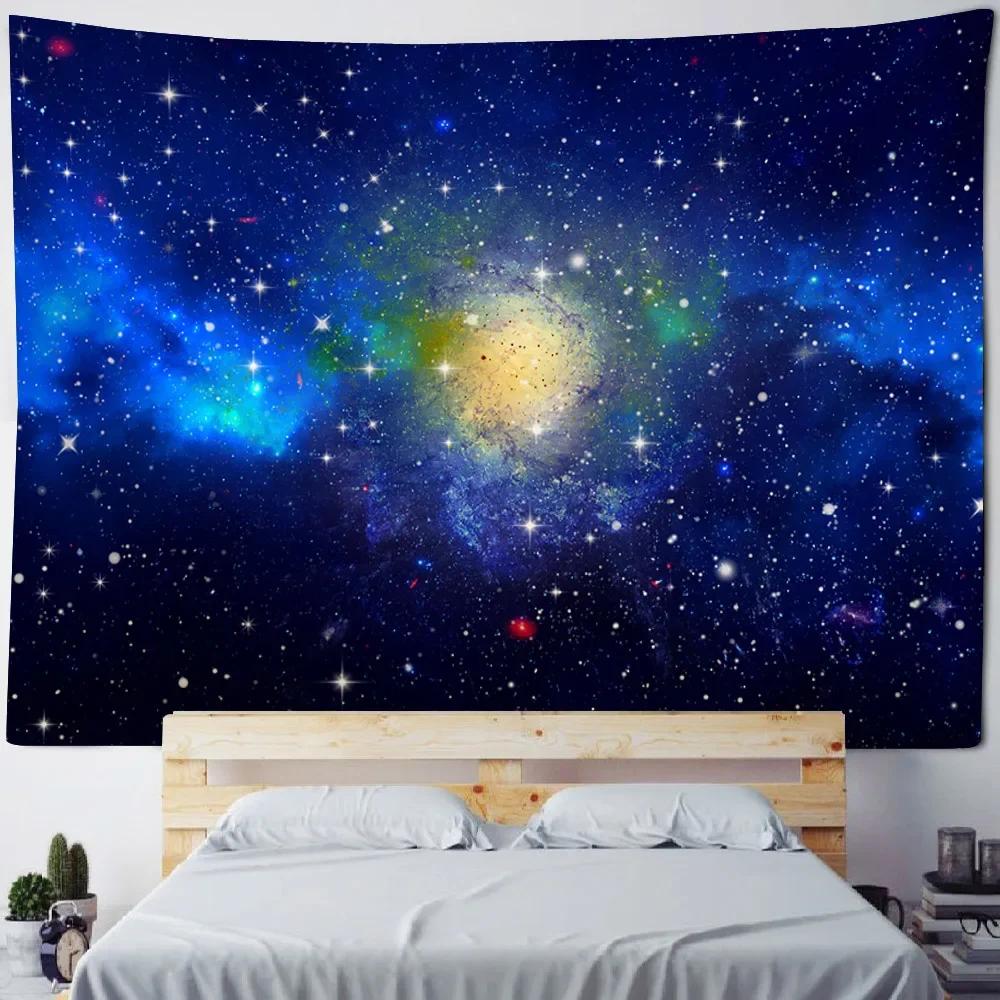 Starry Sky Wall Tapestry Home Ceiling Decoration Bohemian Style Space Planet Fabric Background Poster Bed Sheet Beach Mat