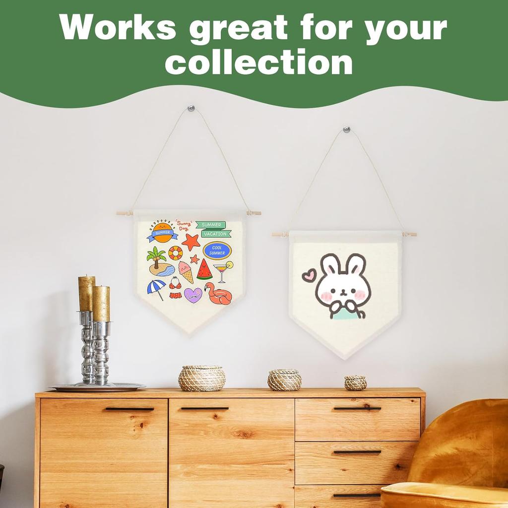 12 PCS Canvas Banners Wall Hanging Brooch Jewelry Storage Case Stand Enamel Pin Display, Sublimation Blank Banner,Holder Earrings Necklace Pin