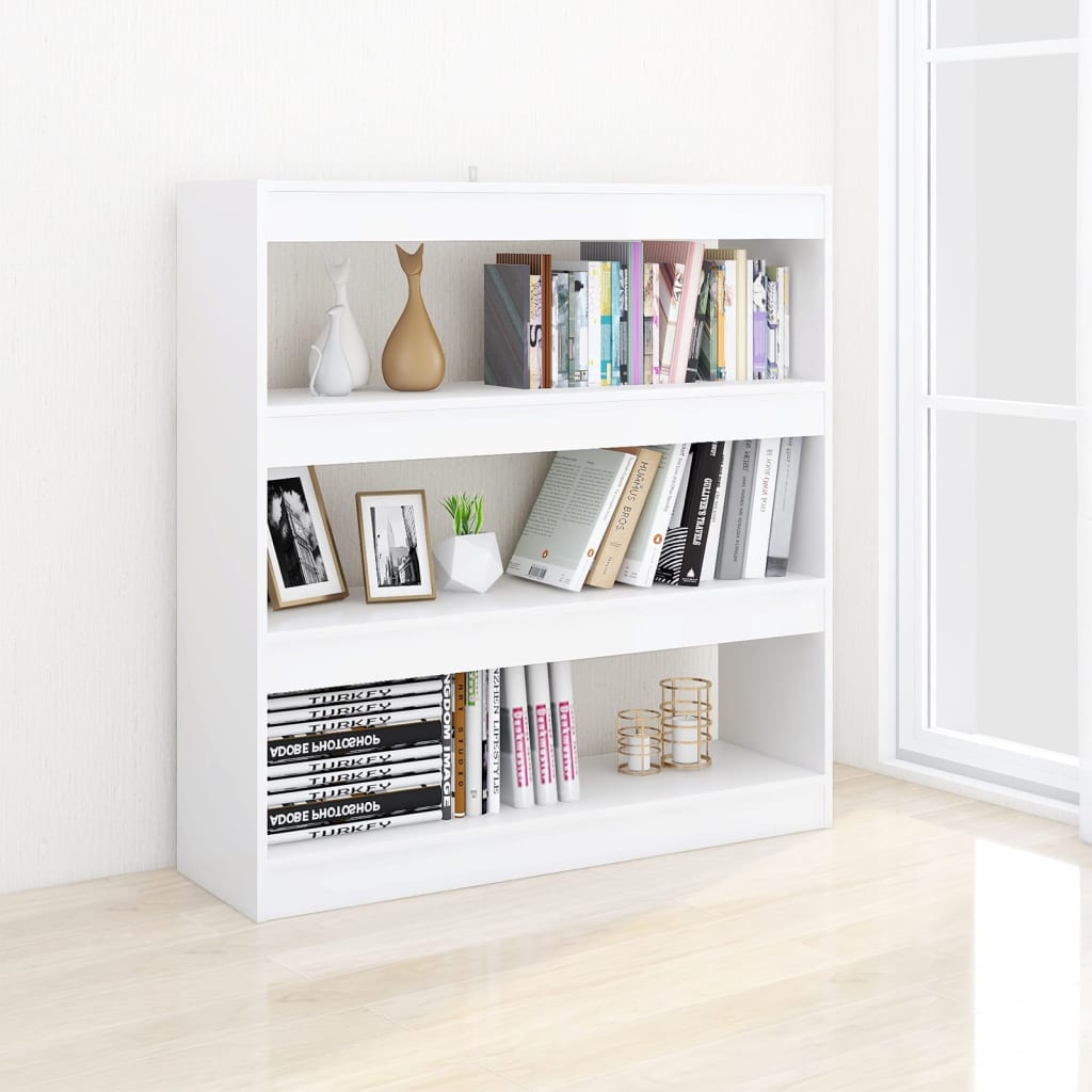 Bücherregal/Raumteiler Aufbewahrungsregal, Wohnzimmer-Dekoregal, Flurrregal, Multifunktionsregal, Weiß 100x30x103 cm